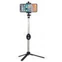 RoGer Selfie Stick + Tripod Statnis ar Bluetooth Tālvadības pulti Melns RoGer Selfie Stick + Tripod Statnis ar Bluetooth Tālvadības pulti Melns