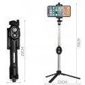 RoGer Selfie Stick + Tripod Statnis ar Bluetooth Tālvadības pulti Melns RoGer Selfie Stick + Tripod Statnis ar Bluetooth Tālvadības pulti Melns