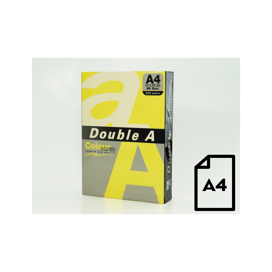 Spalvotas popierius Double A, 80g, A4, 500 lapų, Rainbow 5 Saffron, Raudona, Parrot, Deep Mėlyna, Lemon – 2