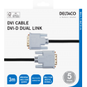 Cable DELTACO DVI-D Dual Link, 1080p 60Hz, 3m, black / 00120004 Cable DELTACO DVI-D Dual Link, 1080p 60Hz, 3m, black / 00120004