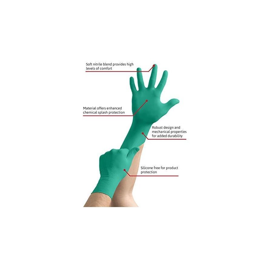 Disposable nitrile gloves Ansell TouchNTuff 92-600, 100pcs, 0.12mm thick, size XL (9.5-10), smooth palm, green – 3