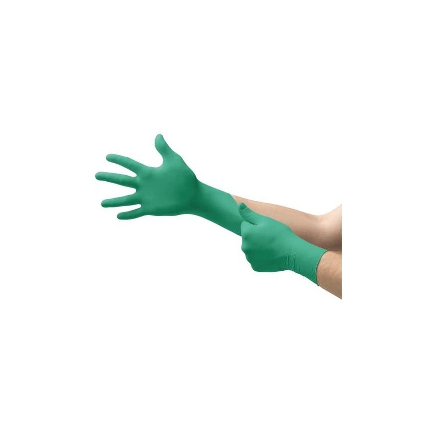 Disposable nitrile gloves Ansell TouchNTuff 92-600, 100pcs, 0.12mm thick, size XL (9.5-10), smooth palm, green – 9