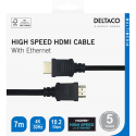 HDMI cable DELTACO 4K UHD, 7m, black / HDMI-1060-K / 00100016 HDMI cable DELTACO 4K UHD, 7m, black / HDMI-1060-K / 00100016