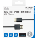 Ultra-thin HDMI cable DELTACO 4K UHD, 1m, black / HDMI-1091-K / 00100017 Ultra-thin HDMI cable DELTACO 4K UHD, 1m, black / HDMI-1091-K / 00100017
