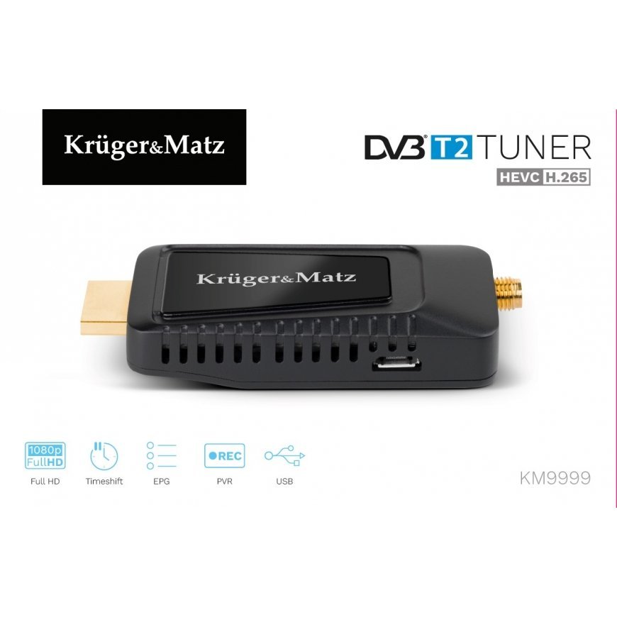 KRUGER & MATZ minituuner DVB-T2 H.265 HEVC KM9999 – 2