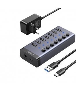 UGREEN Hub 7in1 USB-C, 7x USB-A 3.0 12V 2A (black)
