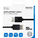 Kabelis DELTACO DisplayPort, 8K, DP 1.4, 1m, juodas / DP8K-1010-K / 00110014 Kabelis DELTACO DisplayPort, 8K, DP 1.4, 1m, juodas / DP8K-1010-K / 00110014