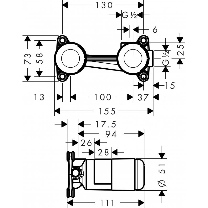Hansgrohe Grundset potinkine dalis – 2