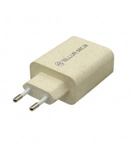 Tellur Green 38W dual port charger Type-C PD20W + USB QC3.0, cream