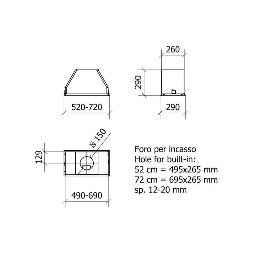 Ner.plieno spalvos į spintelę montuojamas gartraukis Baraldi BLOCK Star Plus 52 cm 800m3/h – 2