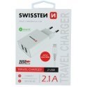 Swissten Travel Smart Ic 2x USB 2.1A + kabelis USB - lightning 1.2m balta Swissten Travel Smart Ic 2x USB 2.1A + kabelis USB - lightning 1.2m balta