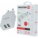 Swissten Travel Smart Ic 2x USB 2.1A + cable USB - lightning 1.2m white