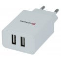 Swissten Travel Smart Ic 2x USB 2.1A + kabelis USB - lightning 1.2m balta Swissten Travel Smart Ic 2x USB 2.1A + kabelis USB - lightning 1.2m balta