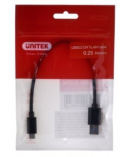 UNITEK CABLE USB-C - USB-A 3.1,M/M,0,25M, Y-C490BK