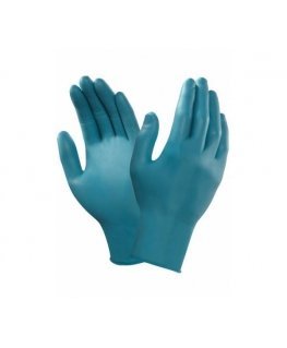 Disposable nitrile gloves Ansell TouchNTuff 92-600, 100pcs, 0.12mm thick, L size (8.5-9), smooth palm, green