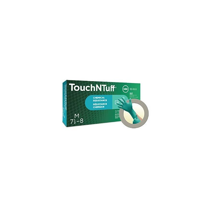 Disposable nitrile gloves Ansell TouchNTuff 92-600, 100pcs, 0.12mm thick, L size (8.5-9), smooth palm, green – 4