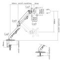 Maclean universalus monitoriaus stalo laikiklis, dujinė spyruoklė 17 "-35" 8kg, VESA 75x75,100x100, MC-906 Maclean universalus monitoriaus stalo laikiklis, dujinė spyruoklė 17 "-35" 8kg, VESA 75x75,100x100, MC-906