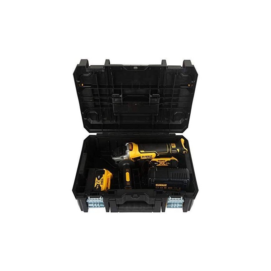 DeWalt akumuliatorinis kampinis šlifuoklis DCG405P2-QW, 18V, 2x5Ah – 24