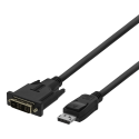 Cable DELTACO DisplayPort - DVI-D Single Link, 1080p 60Hz, 1m, black / DP-2010-K / 00110008