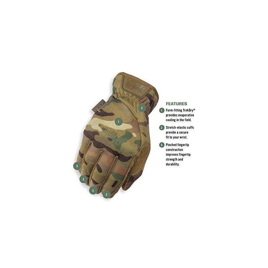 Mechanix Wear Gloves Mechanix FastFit® Multicam®, size 10/L. Ruched cuff, artificial leather, TrekDry®, touchscreen technology – 11