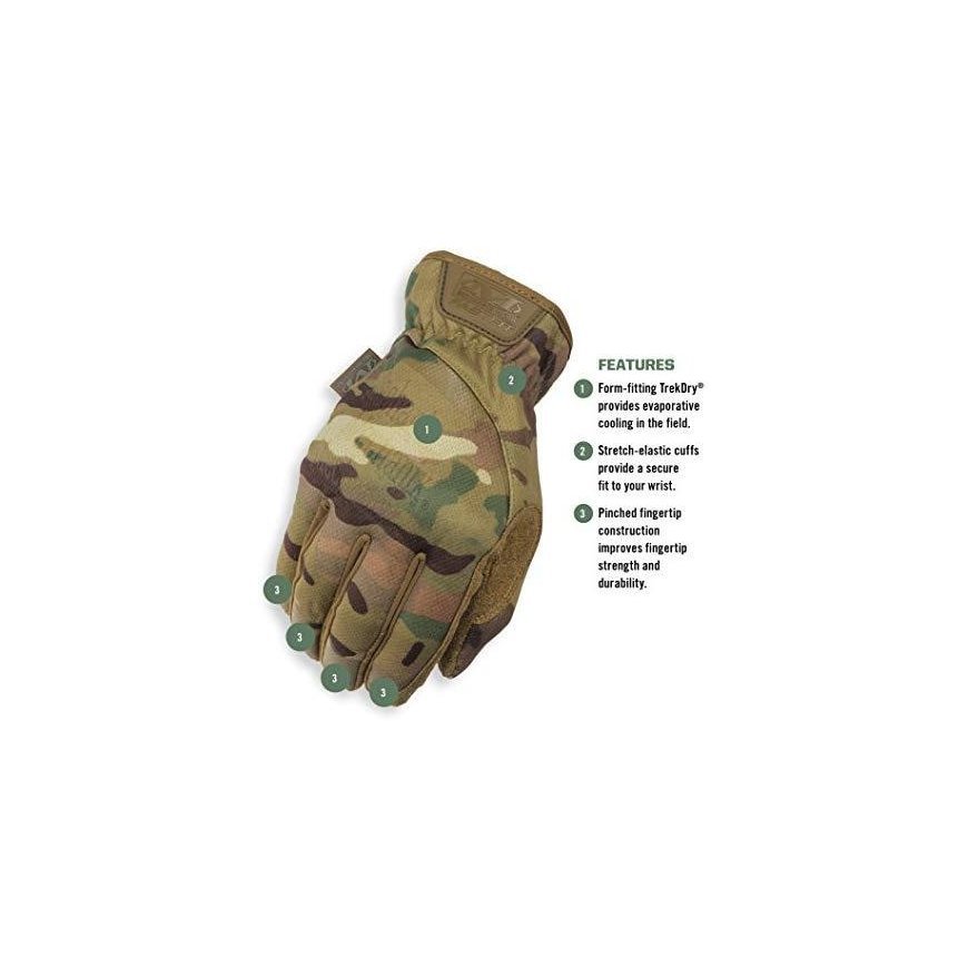 Mechanix Wear Gloves Mechanix FastFit® Multicam®, size 10/L. Ruched cuff, artificial leather, TrekDry®, touchscreen technology – 15