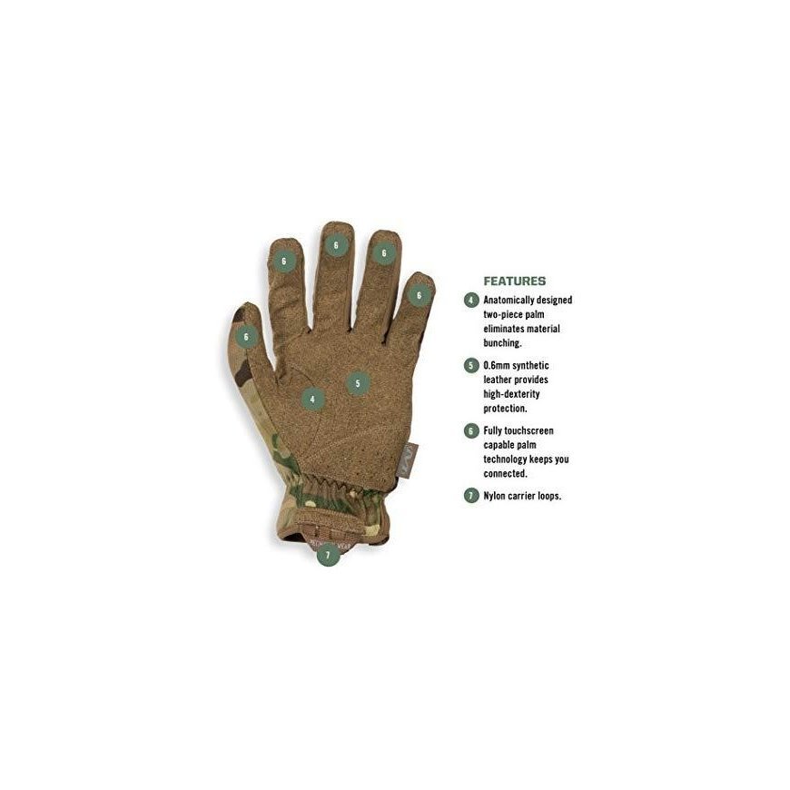 Mechanix Wear Gloves Mechanix FastFit® Multicam®, size 10/L. Ruched cuff, artificial leather, TrekDry®, touchscreen technology – 16