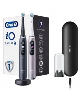 BRAUN iOM9D.2J2.2AD Duo Juodas/Rose dantų šepetėlis (2 kotai)