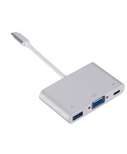 Roger Multimedia Adapteris Type-C to VGA + USB / USB-C Sidabrinis