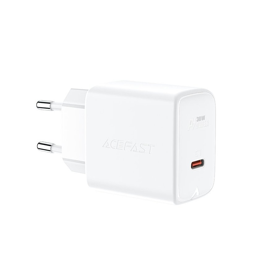 Acefast A21 GaN 30W PD QC 3.0 AFC FCP Fast Charge USB-C Travel Charger White