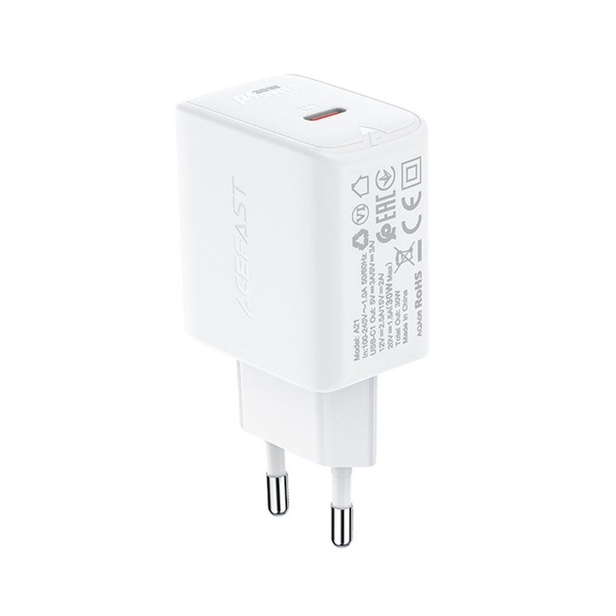 Acefast A21 GaN 30W PD QC 3.0 AFC FCP Fast Charge USB-C Travel Charger White – 2