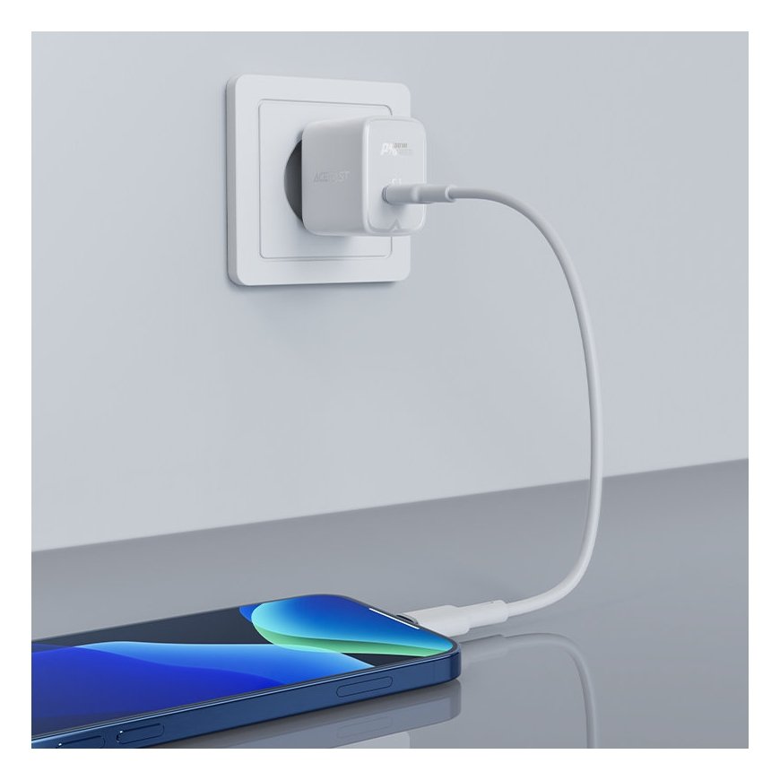 Acefast A21 GaN 30W PD QC 3.0 AFC FCP Fast Charge USB-C Travel Charger White – 4