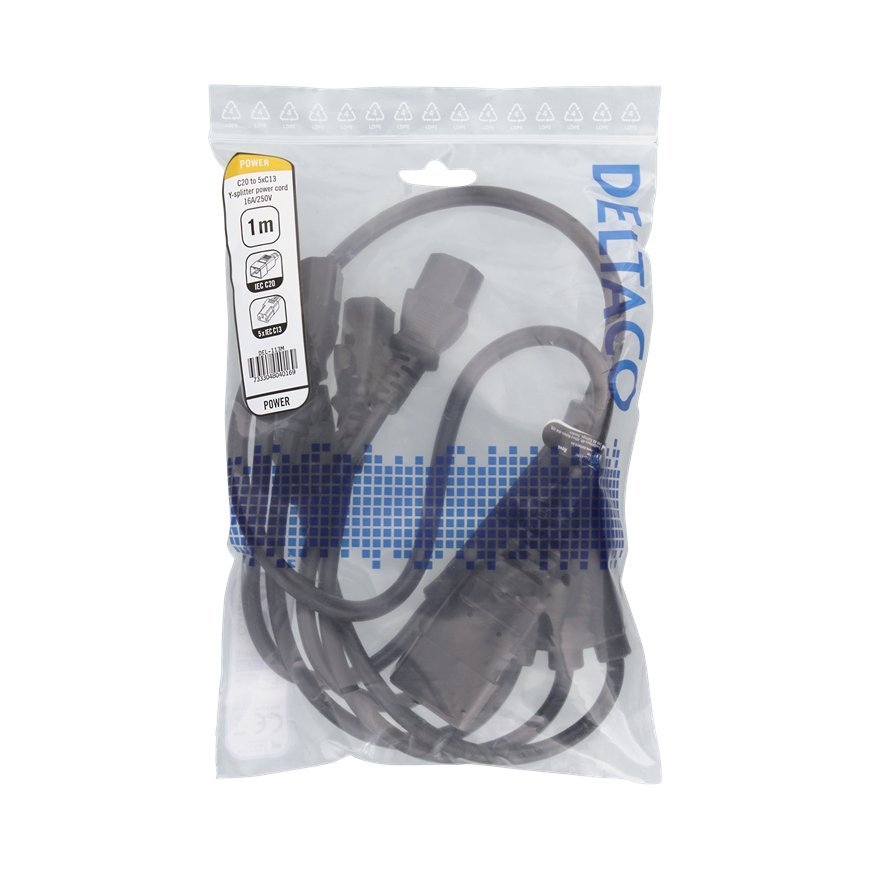 Deltaco DEL-113M power cable Black 1 m IEC C20 – 2
