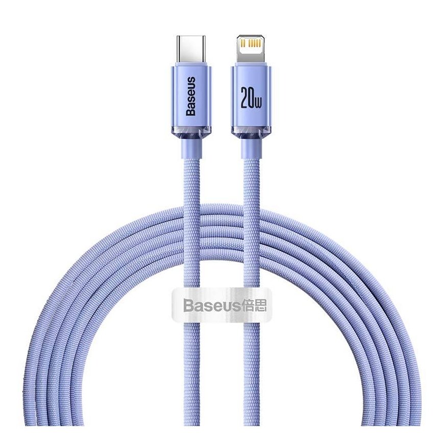 Baseus Crystal cable USB-C to Lightning, 20W, PD, 2m (violet)