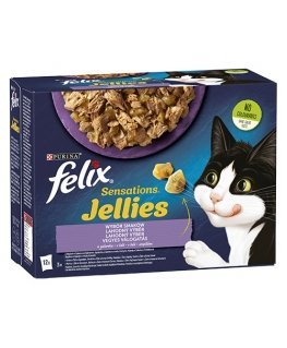 Purina Felix Sensations Mix tītara, skumbrijas, jēra, siļķes - mitrā kaķu barība - 12x85 g