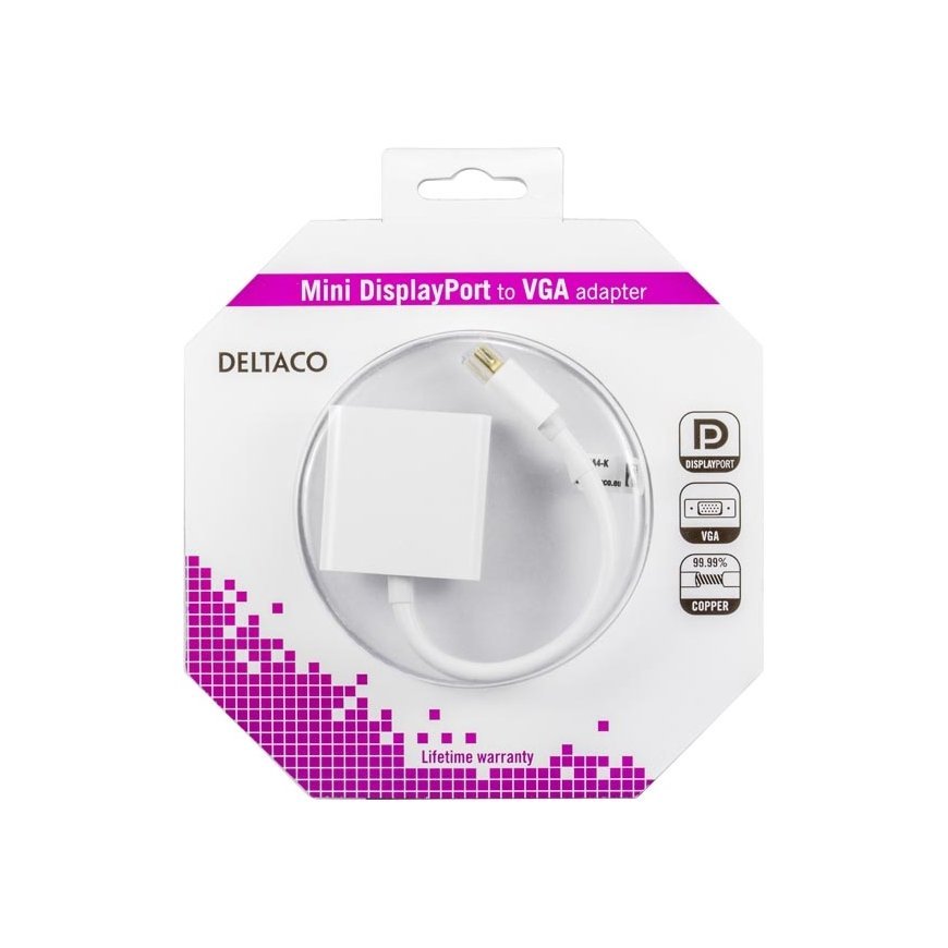 Deltaco DP-VGA4-K videokaabliadapter 0,2 m VGA (D-Sub) Mini DisplayPort Valge – 3