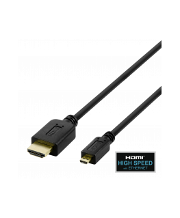 Kabelis DELTACO HDMI - micro HDMI, 4K UHD in 60Hz, 2m, juodas / HDMI-1023-K / 00100007