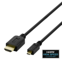 Kabelis DELTACO HDMI - micro HDMI, 4K UHD in 60Hz, 2m, juodas / HDMI-1023-K / 00100007 Kabelis DELTACO HDMI - micro HDMI, 4K UHD in 60Hz, 2m, juodas / HDMI-1023-K / 00100007