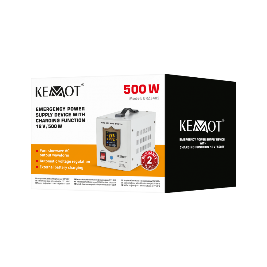 Uninterruptible power supply 500W 12V/230Vac KEMOT PROsinus-500 – 7