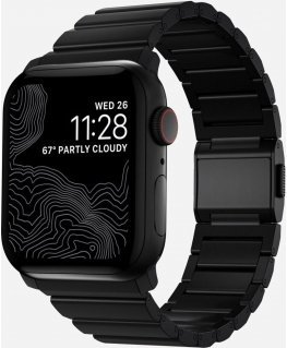 Nomad Titanium Band -metalliranneke, Apple Watch 42 / 44 / 45 mm, musta