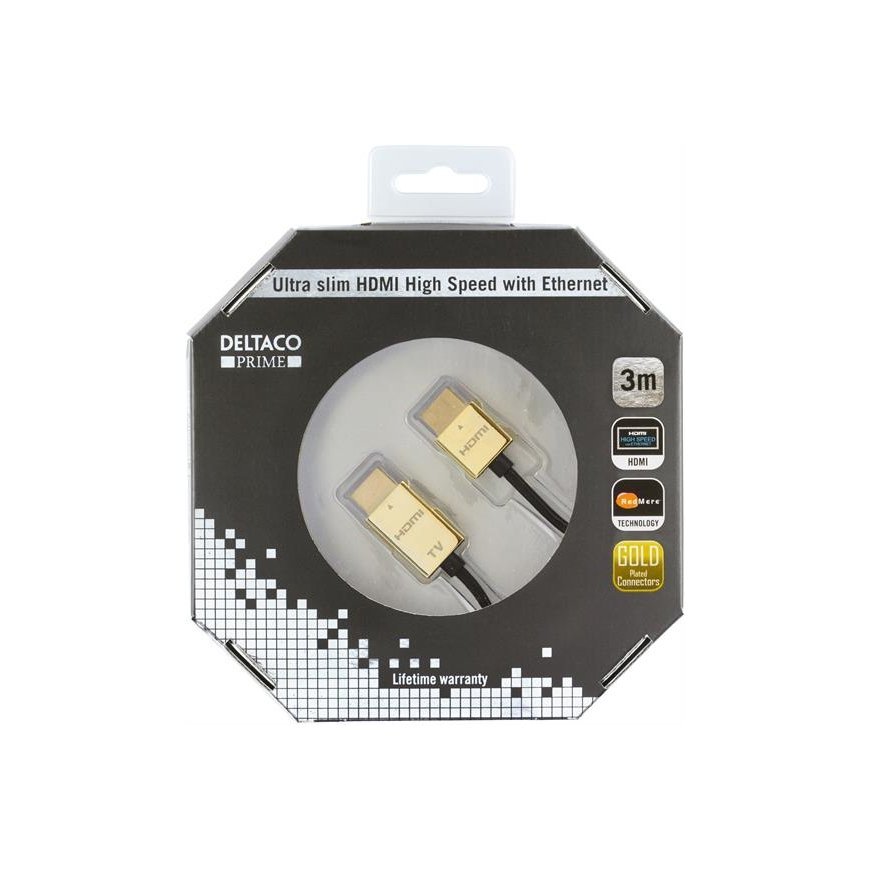 Deltaco HDMI-1043-K HDMI-kaapeli 3 m HDMI-tyyppi A (vakio) Musta – 3