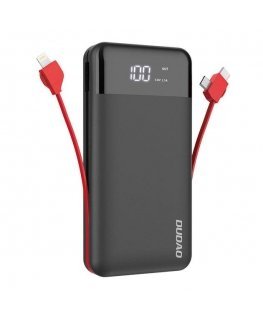 Išorinė baterija Power Bank Dudao K1Pro su įmontuotais laidais MicroUSB+Type-C+Lightning 20000mAh juoda