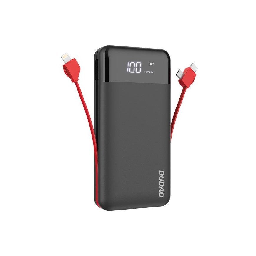 External battery Power Bank Dudao K1Pro with built-in cables MicroUSB+Type-C+Lightning 20000mAh black