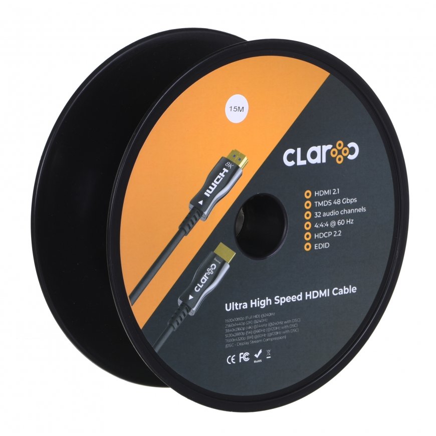 CLAROC HDMI CABLE FIBER OPTIC AOC, 2.1, 8K, 15M – 3