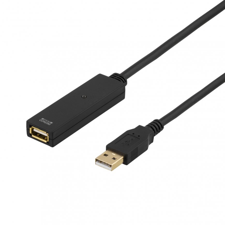 Deltaco USB2-EX15M USB kabelis 15 m USB 2.0 USB A Melns – 3