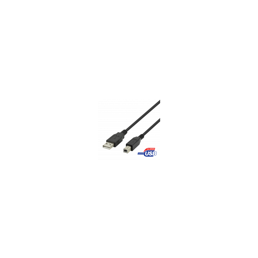 USB-B 2.0 cable DELTACO suitable for printers, 2m black / USB-218S-K / 00140005 – 2
