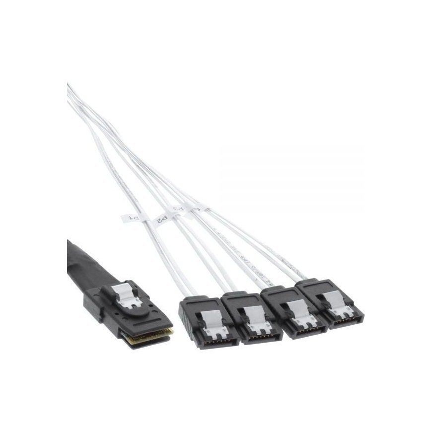 InLine Mini SAS - 4x SATA Crossover Forward OCF -kaapeli, 0,75 m, musta