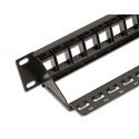 Intracom INTELLINET 720328 Intellinet Blank 24-port panel for Keystone Jack 1U 19 with cable organizer