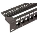 Intracom INTELLINET 720328 Intellinet Blank 24-port panel for Keystone Jack 1U 19 with cable organizer