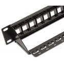 Intracom INTELLINET 720328 Intellinet Blank 24-port panel for Keystone Jack 1U 19 with cable organizer