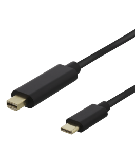 USB-C - miniDisplayPort cable DELTACO 4K UHD, gold plated, 2m, black / USBC-DP202-K / 00140017